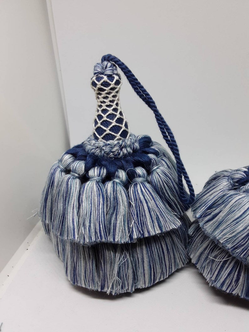 Tassel Made in Italy Blue and White Cotton Vintage 5 Inches Etsy