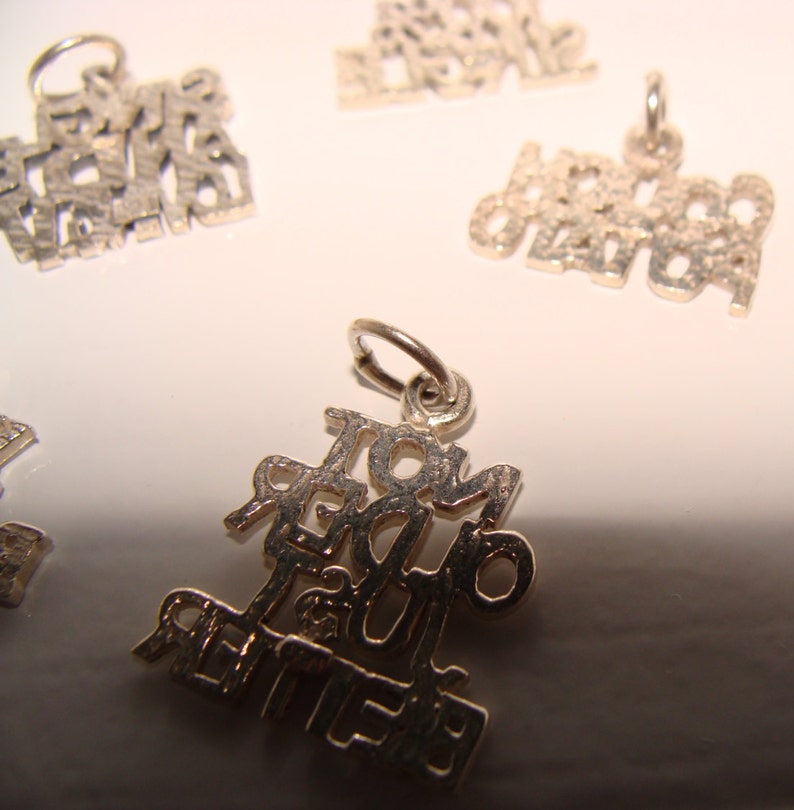 Sterling Signed Silver Word Charms Could be Pendant Choice of 5 Styles