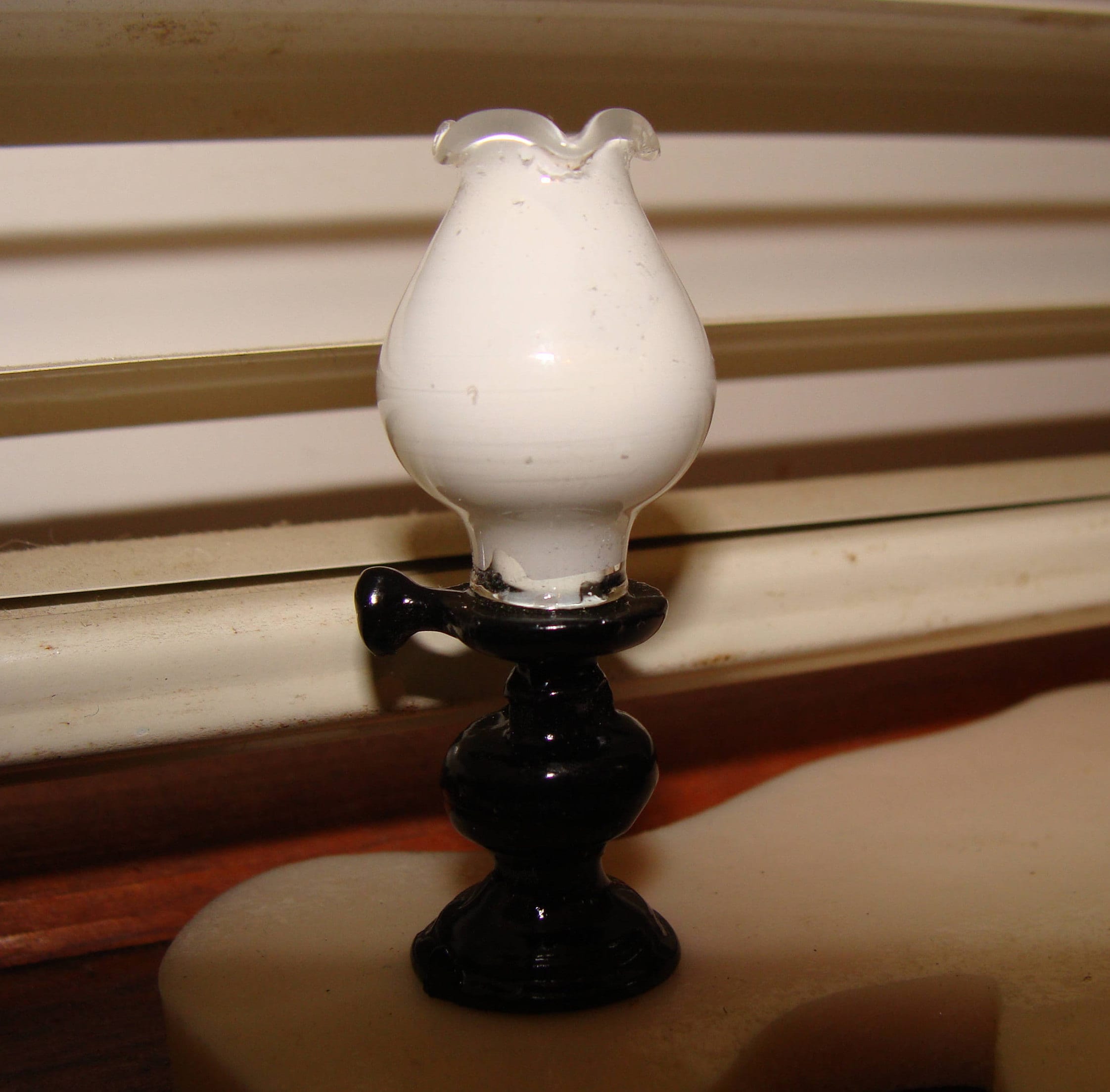 Lamp Black & White for Your Dollhouse Mini Acrylic and Glass 1 34 inches High