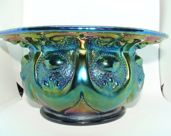 Barnyard Spittoon, Blue Reproduction by Bailey Singleton, Carnival Cuspidor, Only 35 Produced in this Shape and Color, 7 inches X 3.5 Inches