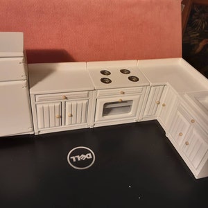 Kitchen,  Refrigerator  and 4 Piece Set For Dollhouse, Rearrange as Suits Space, Optional, Not suitable for Children under 8