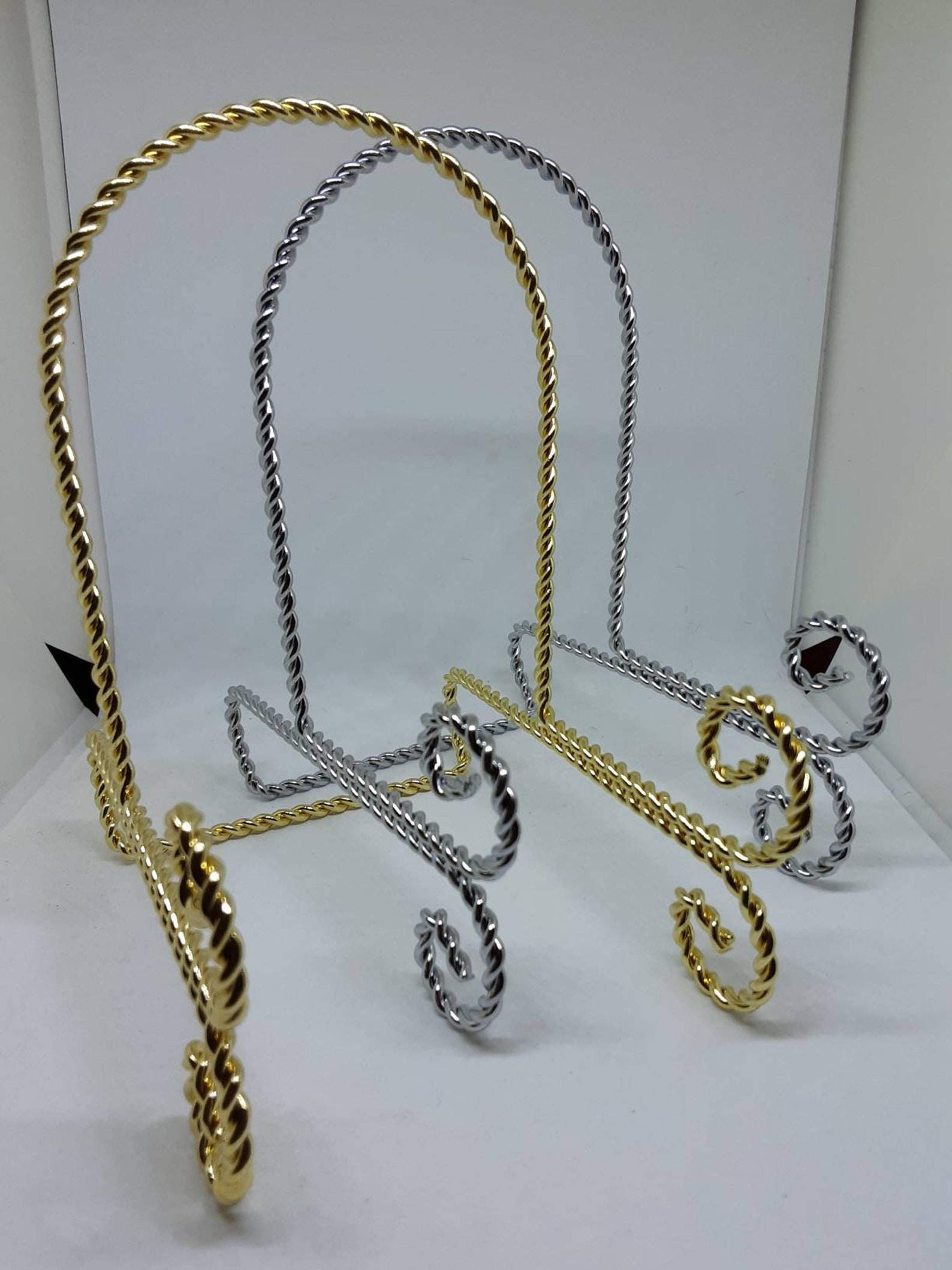 Twisted Wire Plate Holder in Bright Brass and Silver Etsy