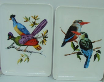 Birds on Trays, Made in Italy, Lots of Color, 4" x 6" Trays