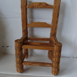 Chair, Handcarved Vintage Souvenir Chair, From The Smokies, 5.5&quot; Tall X 3.5&quot; Wide