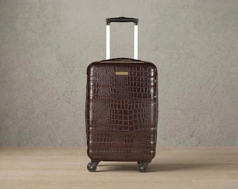 Luxus Croco Embossed Leder Trolley Bag aus echtem Leder Cab Koffer