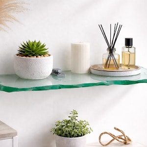 Living Room Rectangular Glass Shelf, Modern Floating Books Shelf, Sculptural Crystal Accent