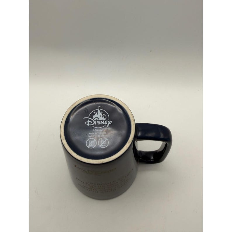 Vtg Disney Parks Partners Statue Walt Disney Mickey Mouse Navy Gold Quote Mug image 5