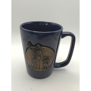 Vtg Disney Parks Partners Statue Walt Disney Mickey Mouse Navy Gold Quote Mug image 1