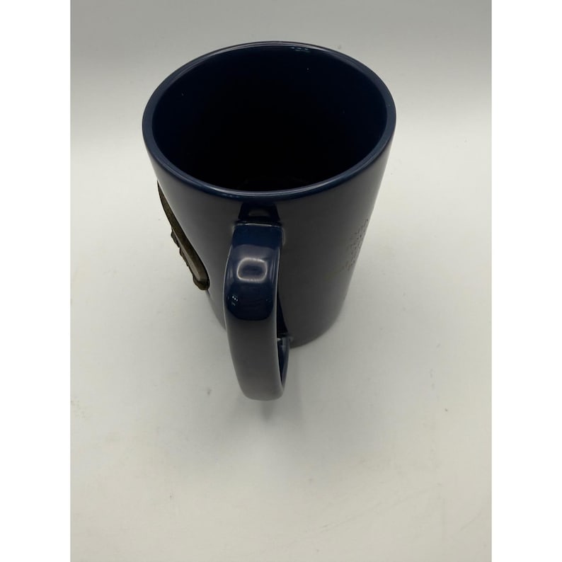 Vtg Disney Parks Partners Statue Walt Disney Mickey Mouse Navy Gold Quote Mug image 3