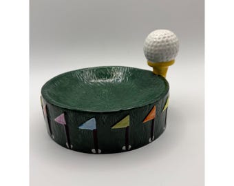 VTG Keramische golfbal op T-stuk Decoratieve kom Asbak Schotel Vaderdagcadeau