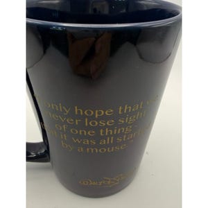 Vtg Disney Parks Partners Statue Walt Disney Mickey Mouse Navy Gold Quote Mug image 4