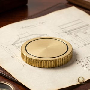 Fermacarte in ottone massiccio – Pesante, lucido, elegante complemento d'arredo per la scrivania, accessorio moderno e antico per lo studio.