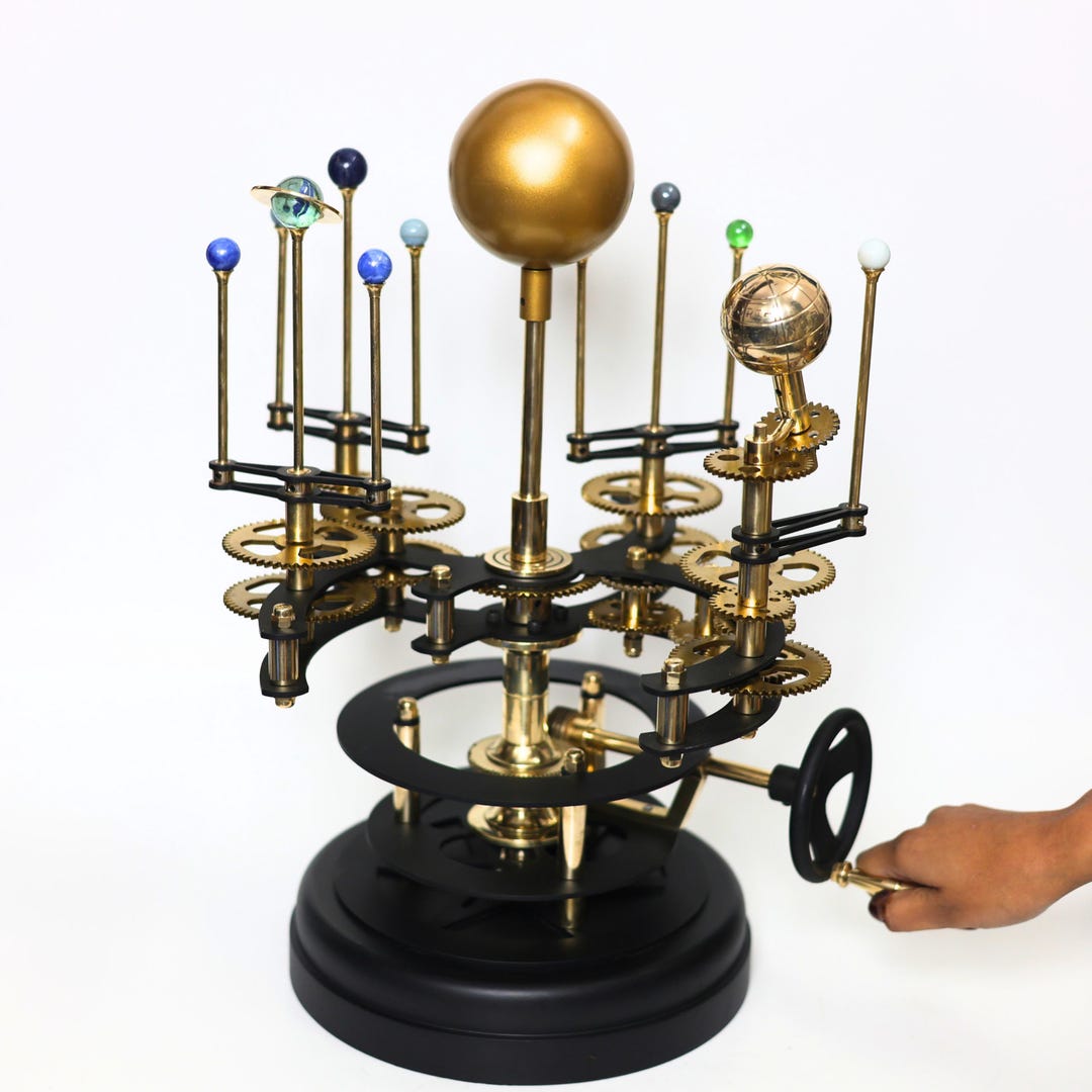 Grand Mechanical Brass Orrery – Kinetic Solar System Model With Marble ...