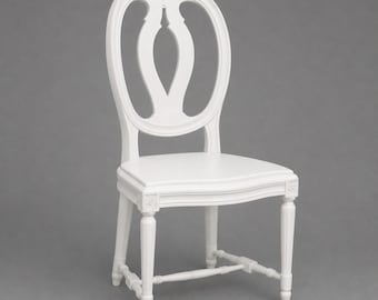 Witte eetkamerstoel nr. 15 voor poppenhuis – schaal 1/24 1/18 1/12 1/6