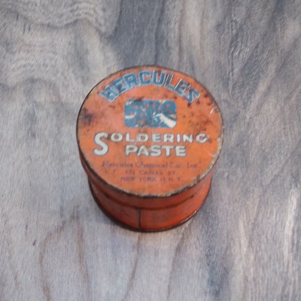 Vintage Hercules Soldering Paste - Orange Tin - Collectible Tin