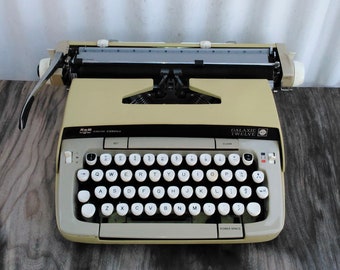 Vintage Yellow Smith Corona Galaxie Twelve Typewriter - Portable Typewriter - Yellow Typewriter - Office Decor