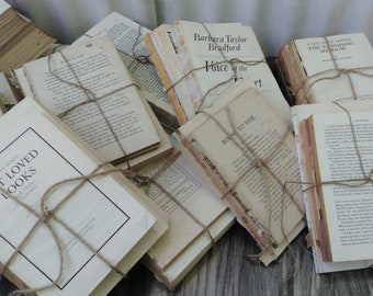 Distressed Book Set - Vintage Book Collection - No cover books - Vintage Book Bundle - Farmhouse - Neutral Decor