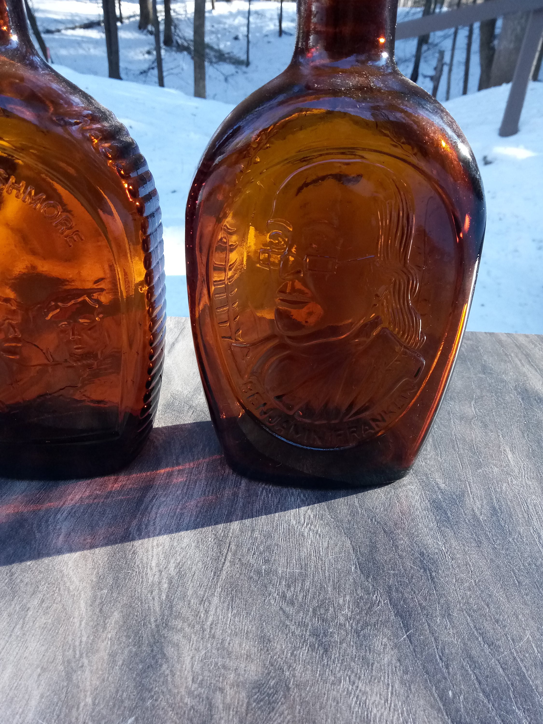 Vintage Pure Maple Syrup Bottles Benjamin Franklin Maple Etsy