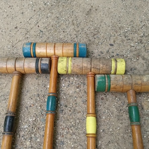 Vintage Croquet Mallets - Wooden Croquet Mallets - Set of 4 - Vintage Sports - Cottage - Farmhouse - Sports Decor