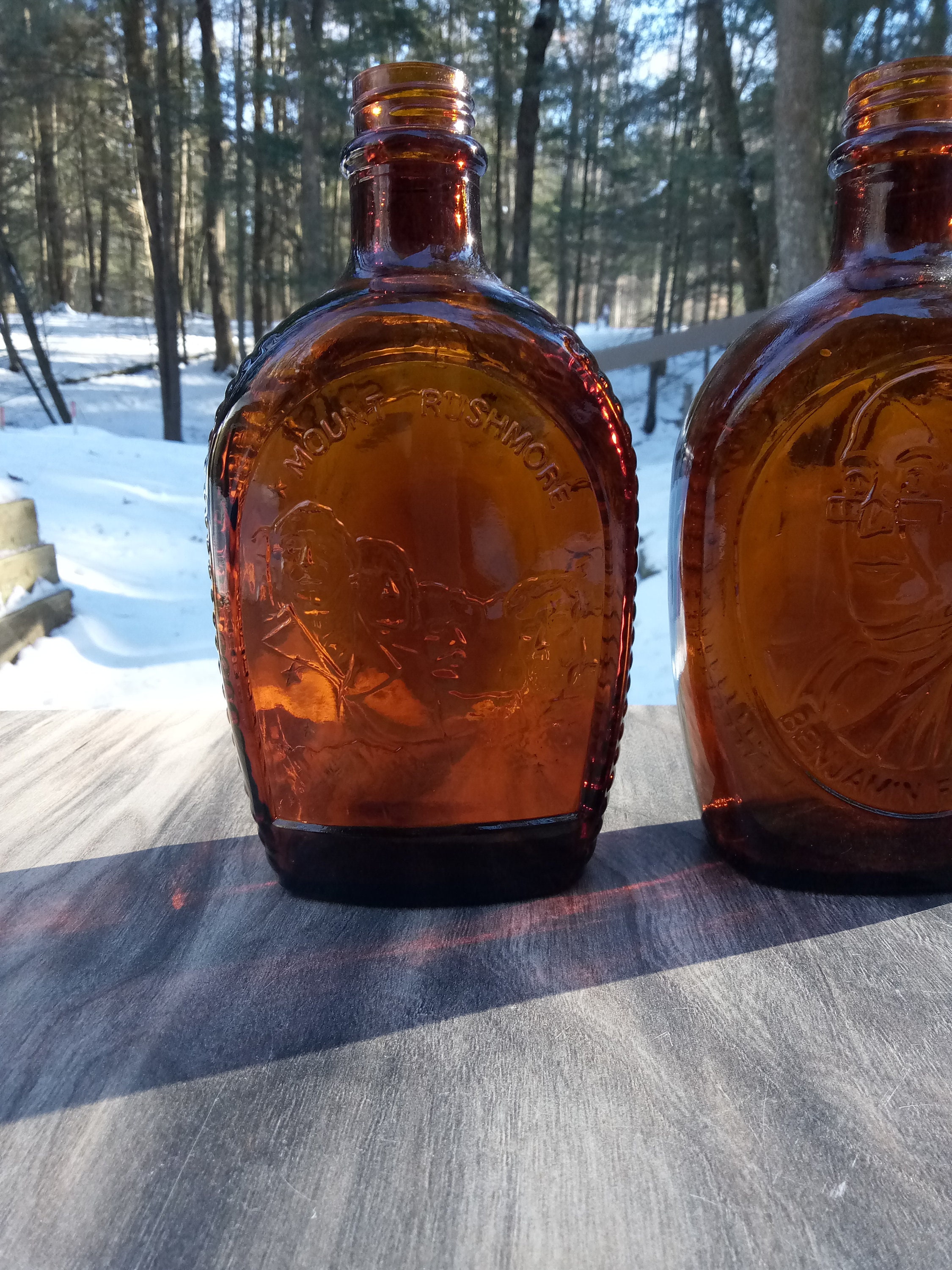 Vintage Pure Maple Syrup Bottles Benjamin Franklin Maple Etsy