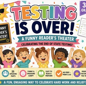 Teatro de lectura de fin de año / Obra de teatro corta "Se acabaron las pruebas" / Obra de teatro divertida de tercer grado / Actividad posterior a las pruebas / Actividad de verano para el aula