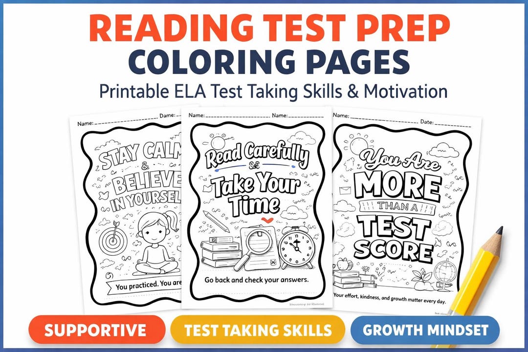 Testing Motivation Coloring Pages Reading Test Prep Worksheets Growth ...