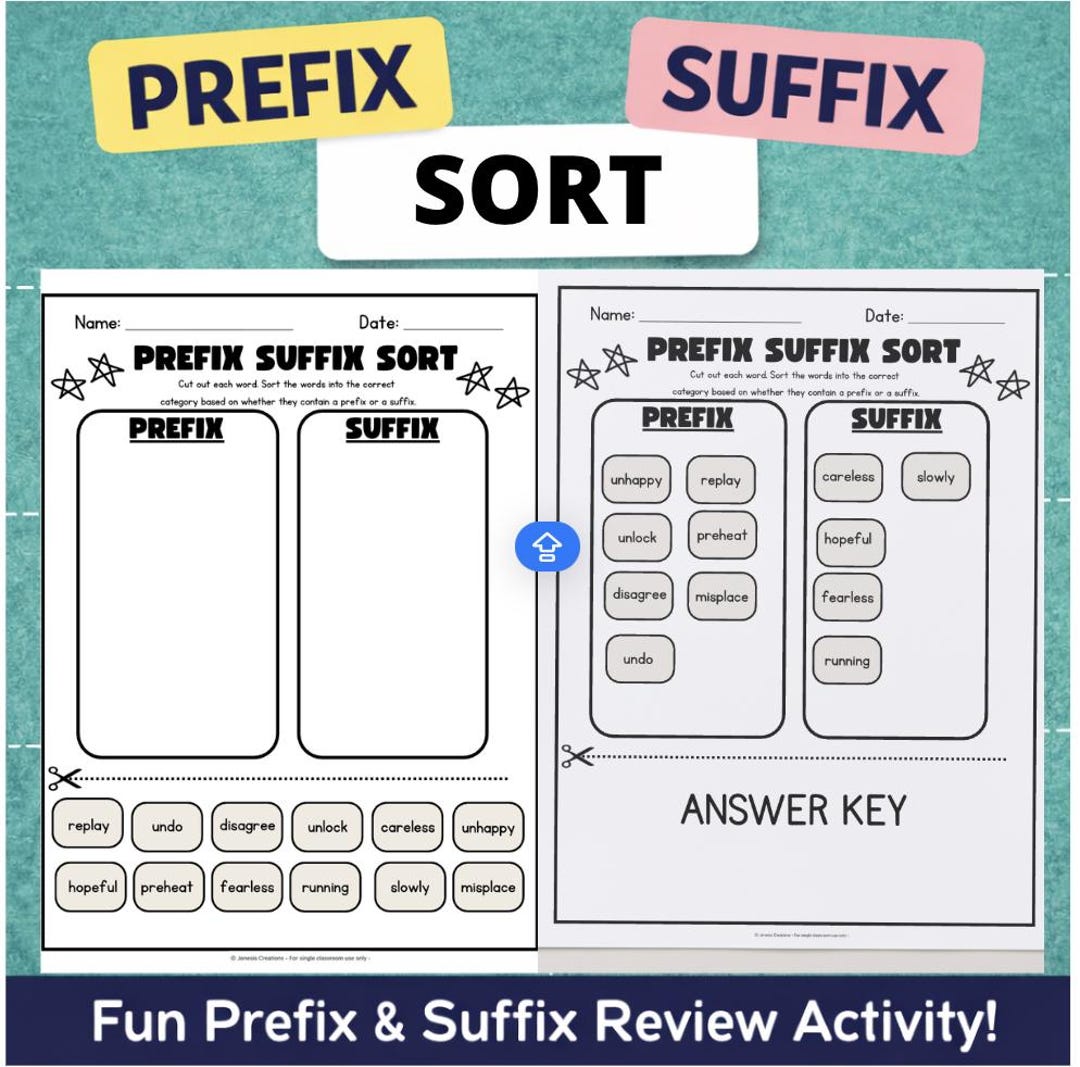 Prefix and Suffix Sort Activity 3rd Grade Word Study Center Morphology ...