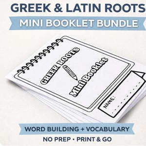 Greek and Latin Root Words - Mini Booklet Greek Roots - Word Study Printable 3rd Grade Vocabulary Activity ELA Reading & Morphology Resource