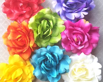 Seta Rosa Capelli Fiore Clip & Pin - 8 Colori