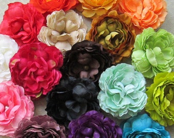 Arruffato Ranunculus capelli fiore Clip & Pin - 21 scelte di colore!