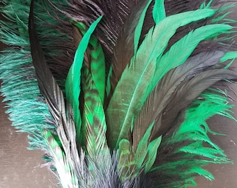 Green Ostrich Feather Hat Pin