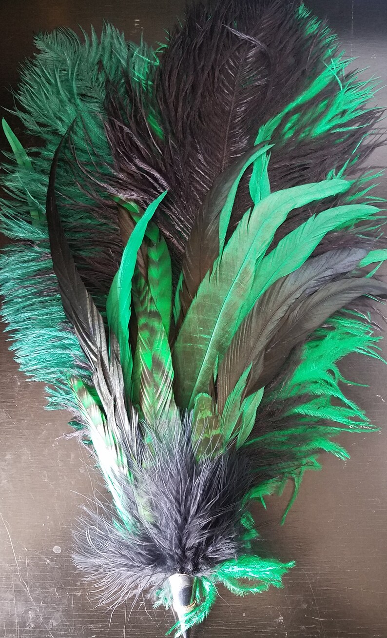 Green Ostrich Feather Hat Pin image 1