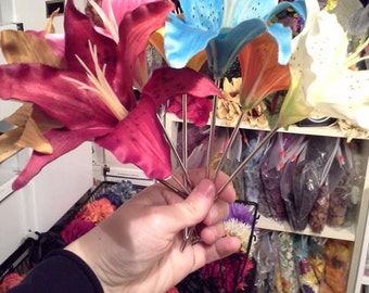 Silk Tiger Lily Hair Stick