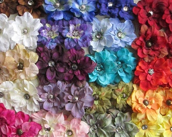 Delphinium Mini Hair Flower Clips/Pins or Shoe Clips - 20 Color Choices!