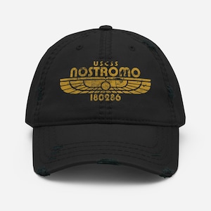 USCSS Nostromo Hat, Distressed Sci-Fi Dad Cap, Nostromo Logo Space Hat, Retro Xenomorph Movie Gift