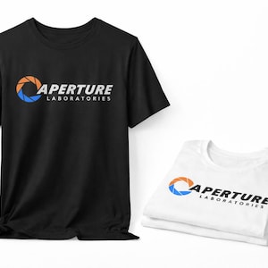 Aperture Laboratories T-Shirt, GLADOS Aperture Labs Logo Tee, Video Game inspired Gamer Geek Apparel, Aperture Science, Black Mesa