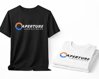Aperture Laboratories T-Shirt, GLADoS Aperture Labs Logo Tee, Videospiel inspirierte Gamer Geek Bekleidung, Aperture Science, Schwarzes Mesa