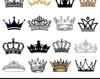 Royal Crown SVG Bundle: King, Queen, Princess Tiara (Digital Files for Cricut, Silhouette