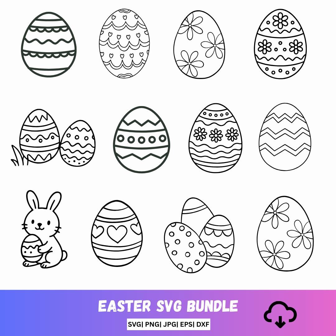 Easter Egg Bundle SVG PNG Files | Easter 2025 Cut Files | Easter Egg ...
