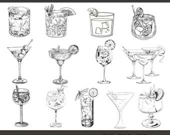 Cocktail Clipart SVG Bundle, Drink Graphics (Digital Download