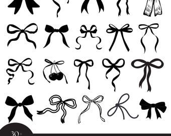 Black Bow Svg Bundle, Ribbon Bow Svg, Coquette Bow Svg, Bow Tie Svg, Ribbon Bow Clipart, Svg Files For Cricut, Instant Download, Silhouette