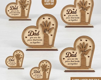 Family Hands Frame: Father's Day Laser Cut Sign (SVG, PNG, DXF)