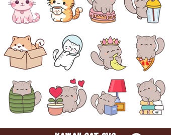 Kawaii Cat SVG Bundle: Kitty Clipart, Cricut & Silhouette Files (Digital Download