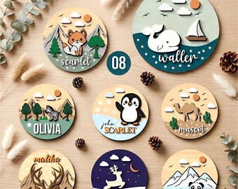 Forest Animal Baby Name Sign SVG Bundle. Laser cut file for Glowforge, Fox Bear Hare Set Nursery Decor, Svg Dxf Ai Pdf Cdr, INSTANT DOWNLOAD