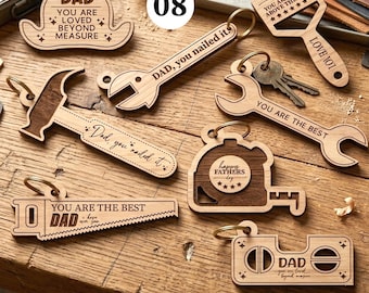 Father's day SVG keyring bundle - Laser cut digital file - Glowforge, Cricut, Lightburn