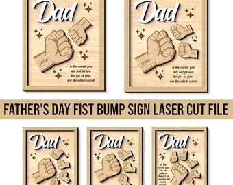 Father's Day Fist Bump Sign: Family Board SVG Laser File (Digital Download)