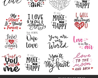 Romantic Phrases SVG | Love Quotes SVG Bundle | Couple Sayings DXF Files | Cricut Designs