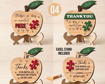 Teacher Apple Ornaments Svg, Thank You Svg Laser Cut File, Gift for Teacher, Teacher Ornament, Teacher Appreciation Day, Glowforge Svg Files