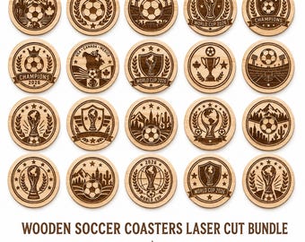World Cup 2026 SVG Coasters, Football Coasters Svg Bundle, Soccer Coasters Laser Burn File, Laser Engraving Files, Glowforge xTool CNC Cut