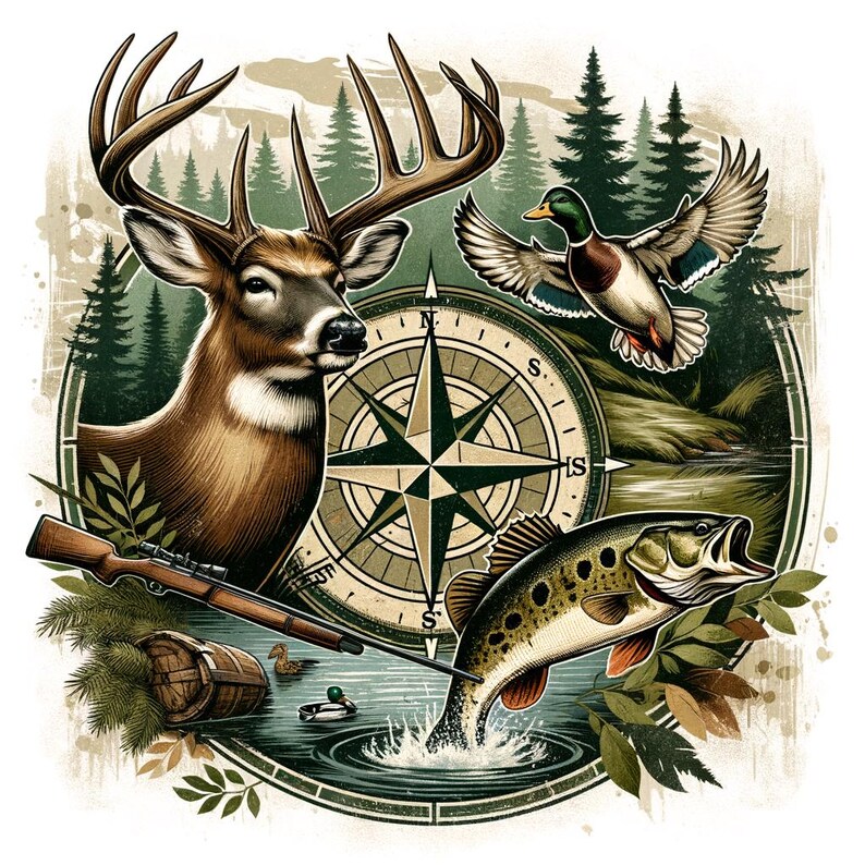 Deer Duck Fishing PNG, Hunting Sublimation Design, Fisherman Camo Hunt ...